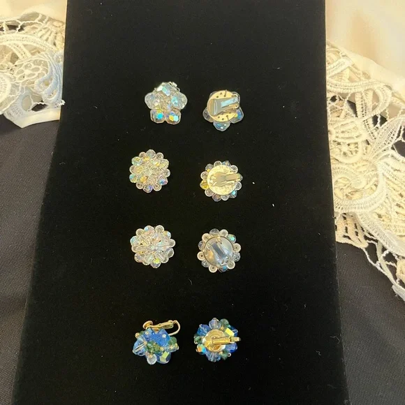 Vendome and Aurora Borealis clip earrings - Picture 3 of 3